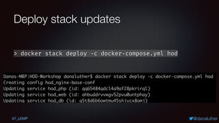 @danaluther
Deploy stack updates
> docker stack deploy -c docker-compose.yml hod
07_LEMP
 
