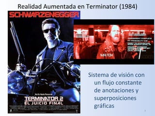 Realidad Aumentada en Terminator (1984) Sistema de visión con un flujo constante de anotaciones y superposiciones gráficas 