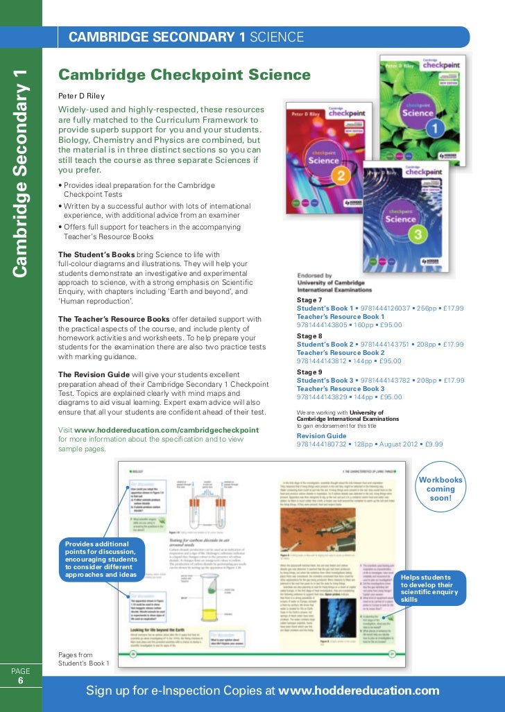 Cambridge Checkpoint Science Challenge Workbook 9