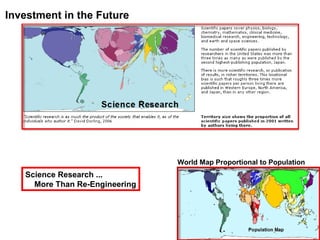Investment in the Future World Map Proportional to Population Science Research ... More Than Re-Engineering 