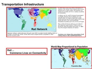 Transportation Infrastructure World Map Proportional to Population Rail ... Commerce Lives on Connectivity 