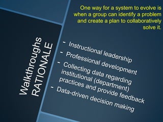 One way for a system to evolve is
when a group can identify a problem
and create a plan to collaboratively
solve it.

 