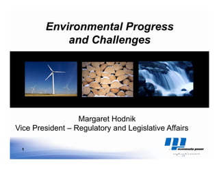 Environmental Progress
            and Challenges




                  Margaret Hodnik
Vice President – Regulatory and Legislative Affairs

 1
                                          April, 2012
 