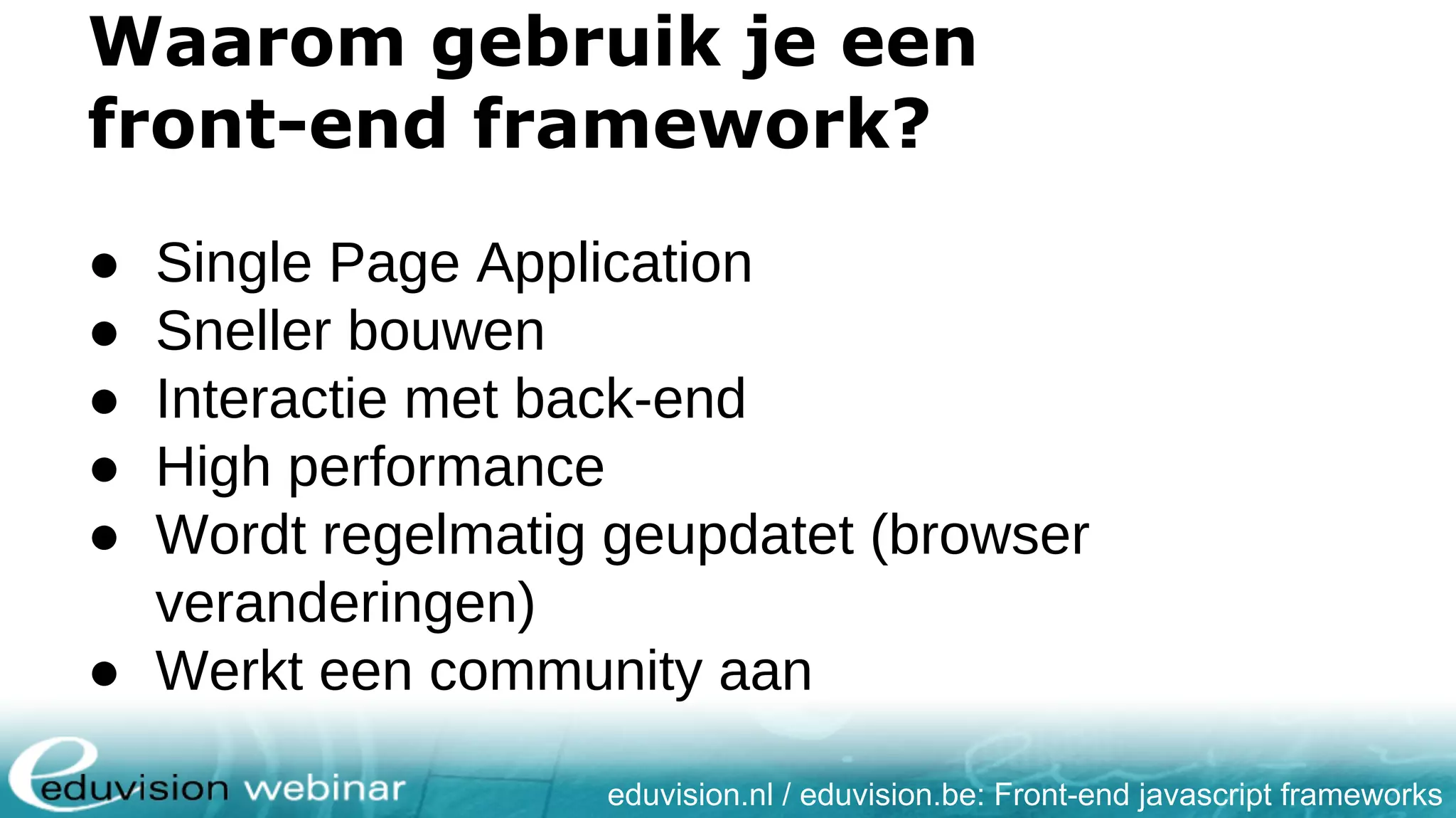 Hoe kies ik het juiste javascript front end framework? | PDF