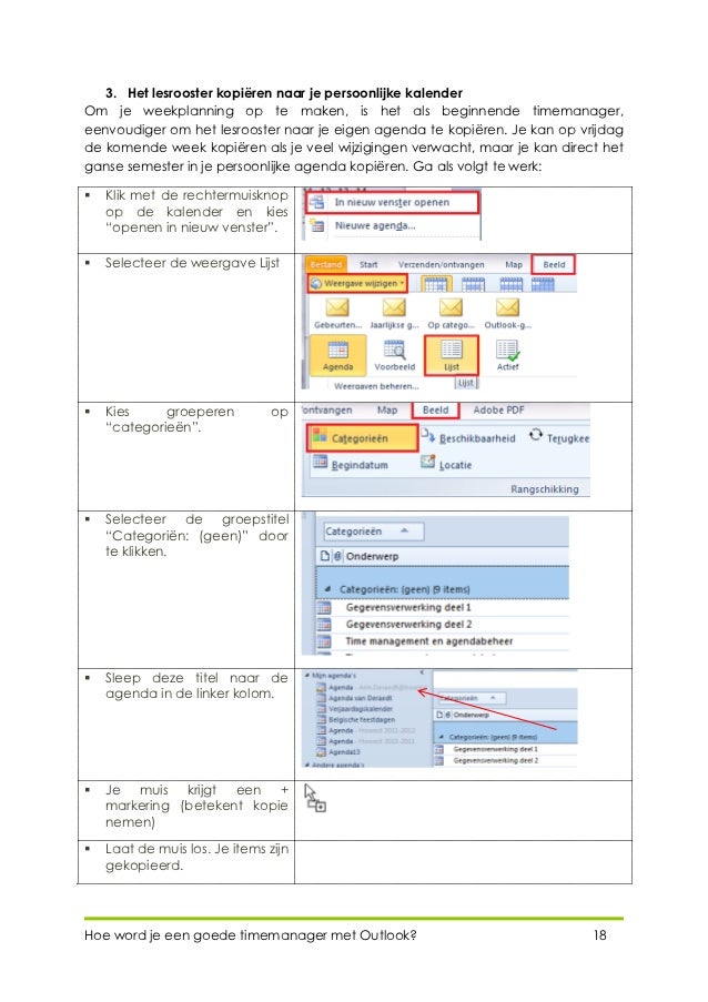 deel 1 Hoe word je een goede timemanager met outlook handleiding