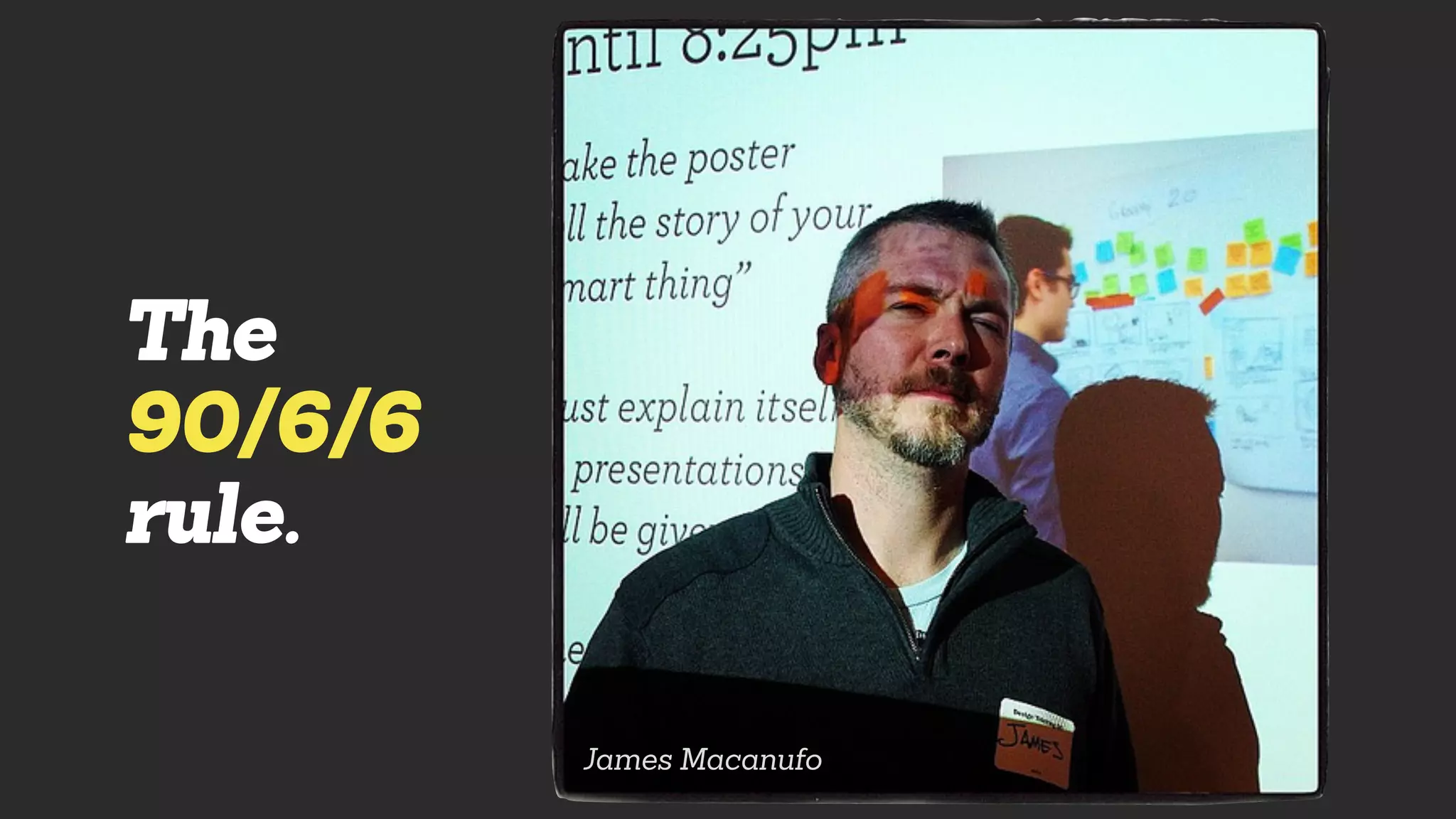 James Macanufo
The
90/6/6
rule.
 