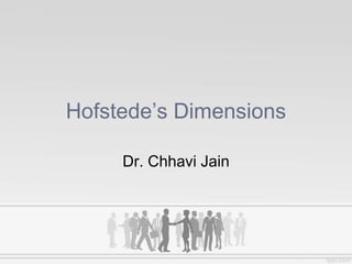 Hofstede’s Dimensions
Dr. Chhavi Jain
 