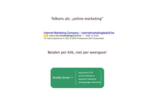 Telkens als: „online marketing”
Betalen per klik, niet per weergave!
 