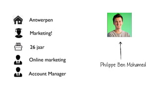 Philippe Ben Mohamed
Antwerpen
Marketing!
26 jaar
Account Manager
Online marketing
 