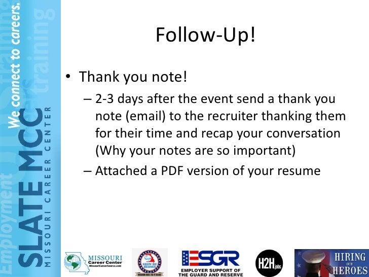 hoh navigating a career fair thank you after career fair