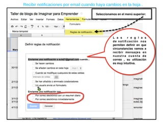 Recibir notificaciones por email cuando haya cambios en la hoja . 