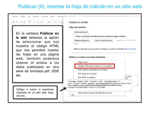 Publicar (II). Insertar la hoja de cálculo en un sitio web 