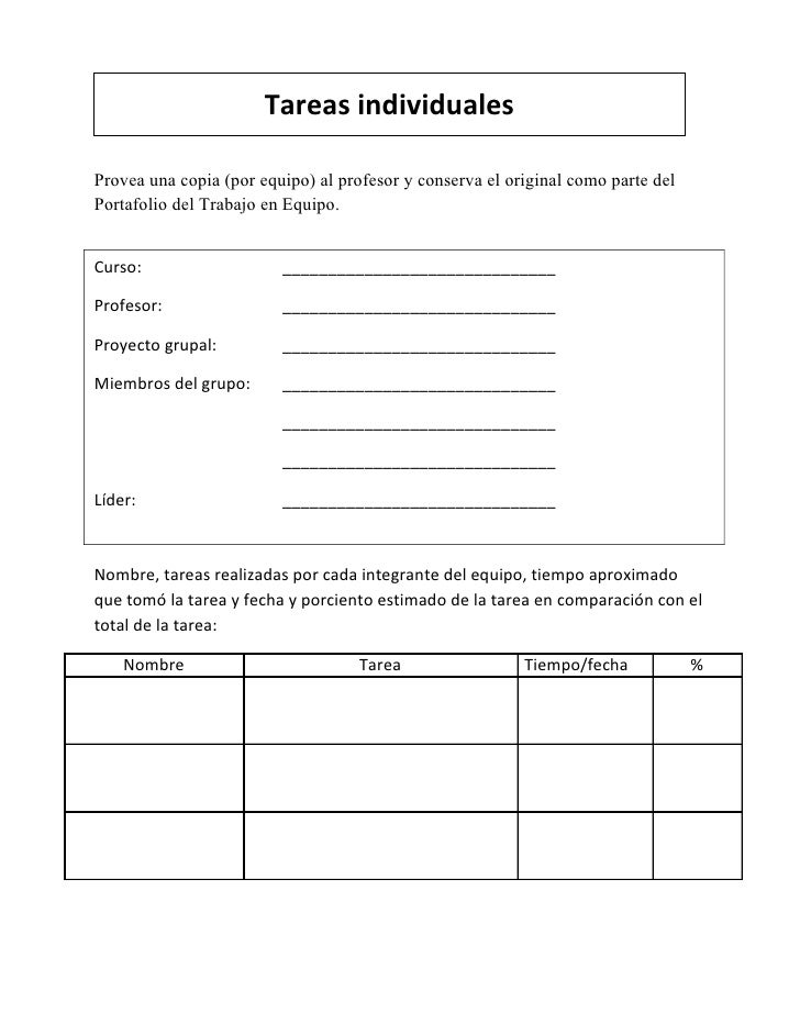 Diario de trabajo individual y grupal