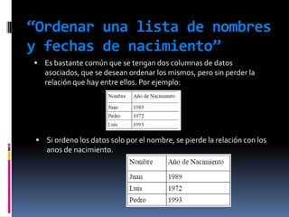 2. Elegir Datos/Ordenar.