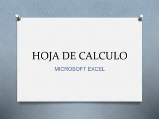 HOJA DE CALCULO 
MICROSOFT EXCEL 
 
