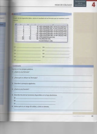 Hoja de cálculo (excel)