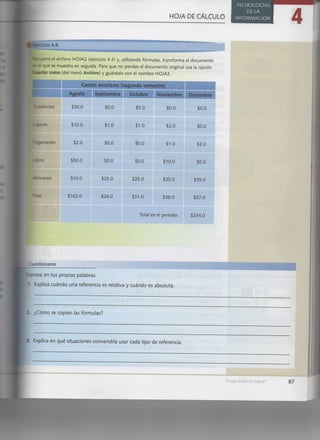 Hoja de cálculo (excel)
