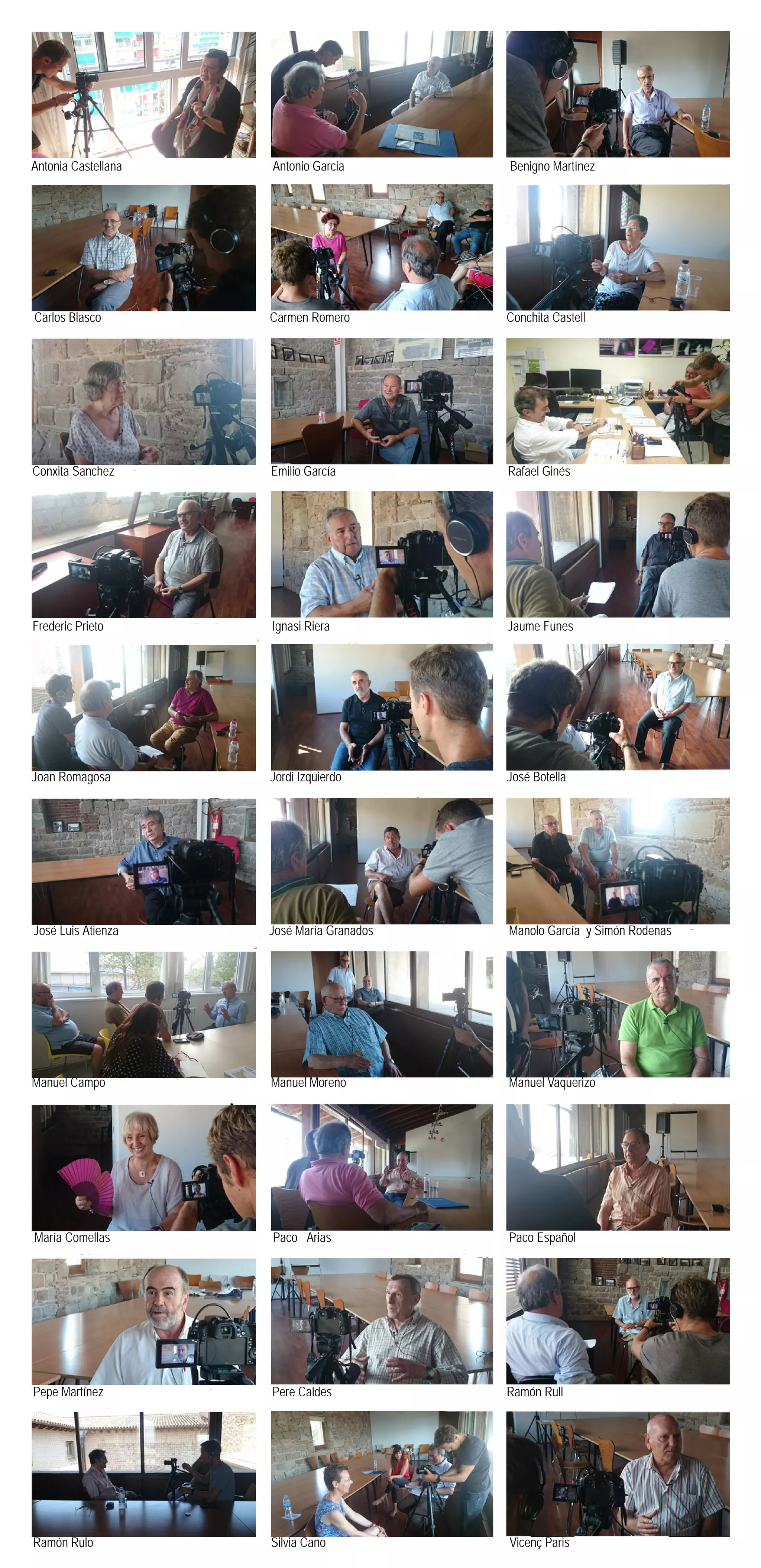 Ramón Rulo Silvia Cano Vicenç Paris
Pepe Martínez Pere Caldes Ramón Rull
María Comellas Paco Arias Paco Español
Manuel Campo Manuel Moreno Manuel Vaquerizo
José Luis Atienza José María Granados Manolo García y Simón Rodenas
Joan Romagosa Jordi Izquierdo José Botella
Frederic Prieto Ignasi Riera Jaume Funes
Conxita Sanchez Emilio García Rafael Ginés
Carlos Blasco Carmen Romero Conchita Castell
Antonia Castellana Antonio Garcia Benigno Martínez
 