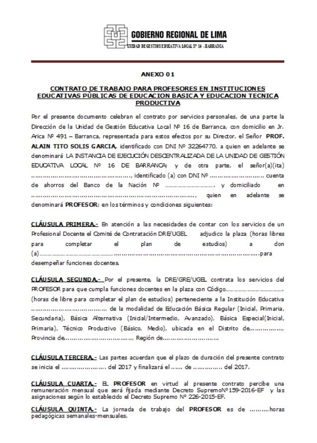Hoja de contrato docente delaracion jurada y fut