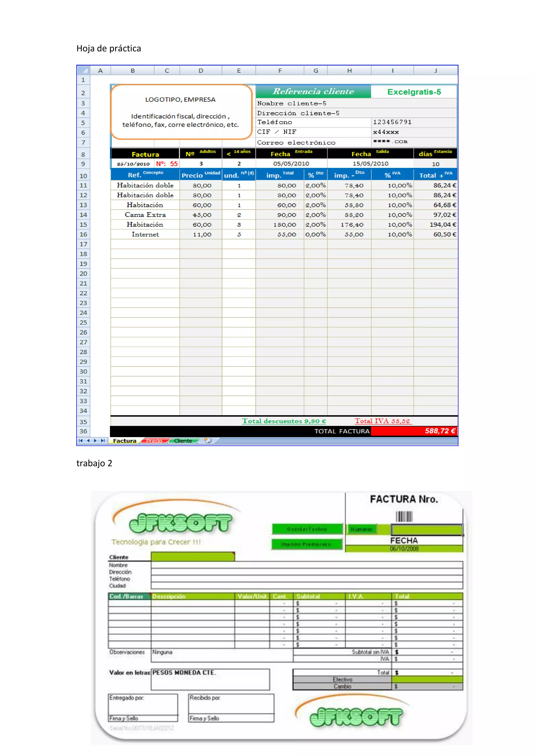 Hoja de práctica
trabajo 2