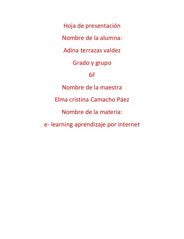 Hoja de presentación
