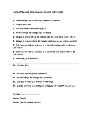 Leccion 1 de lengua y literatura worksheet