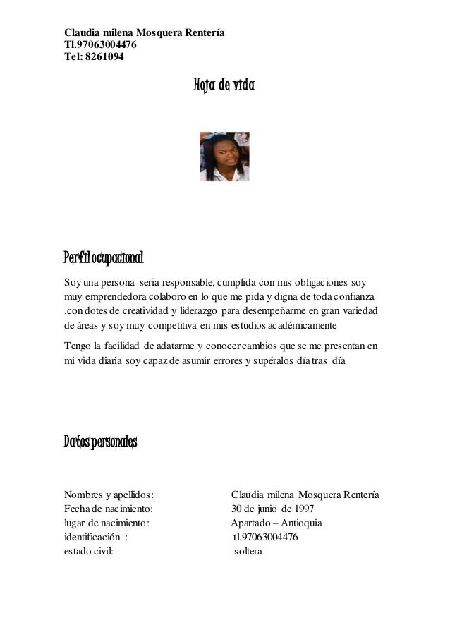 Hoja de vida