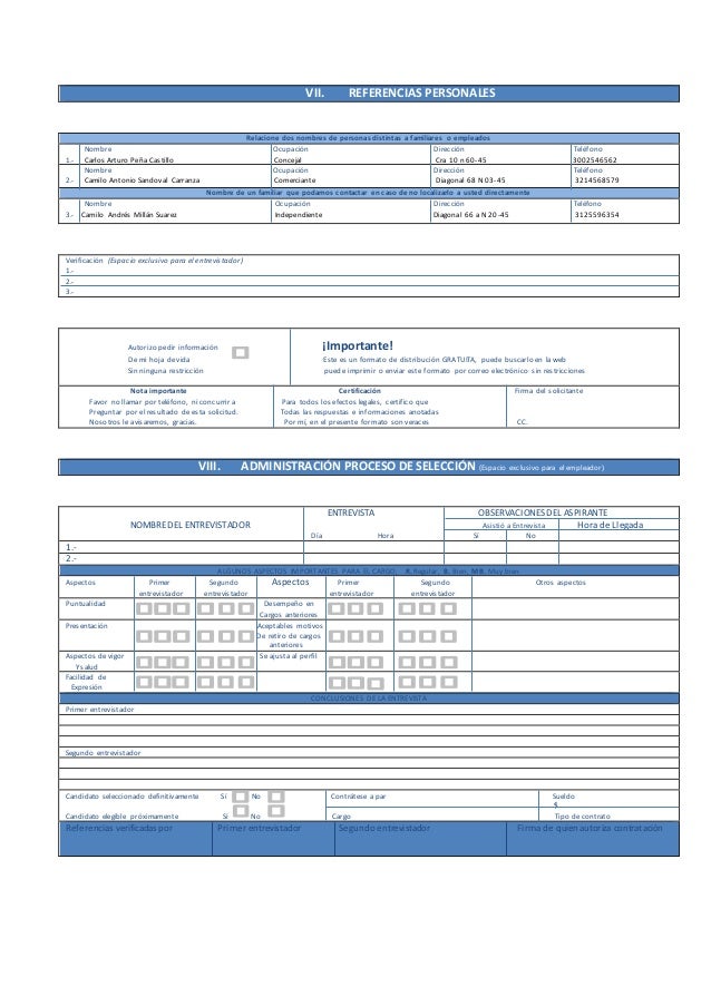 hoja de vida formatos para referencias laborales