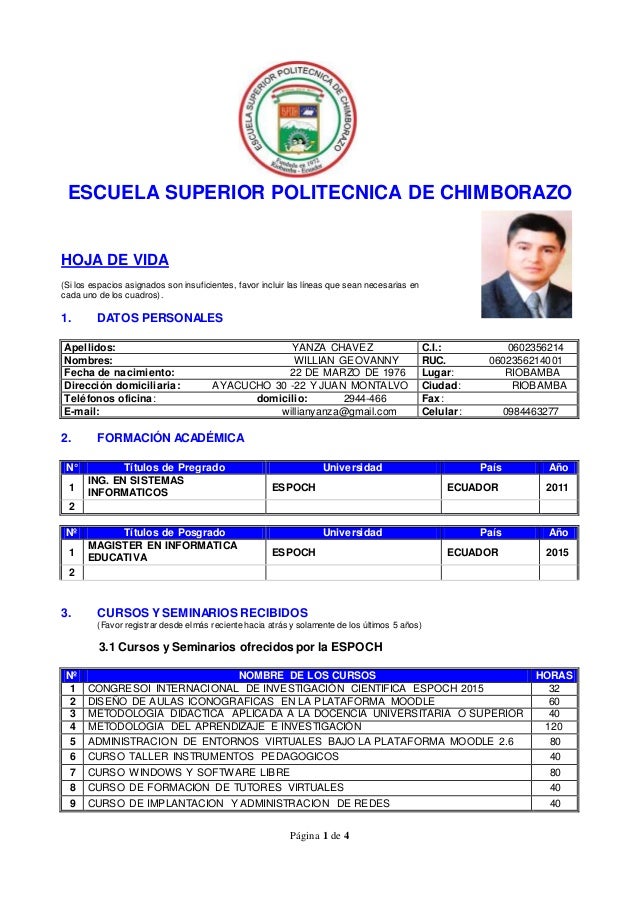 Hoja de vida_actualizada espoch abril 2017 Hoja de vida_actualizada espoch abril 2017