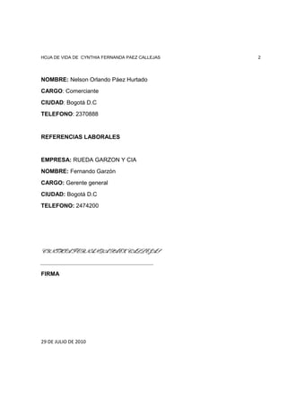 Hoja de vida fer 11a