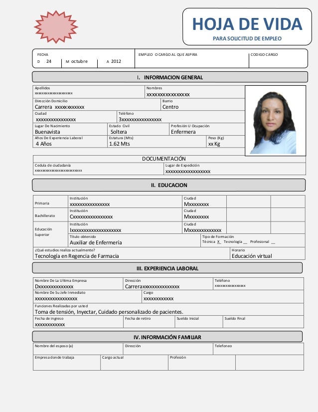 Formato descargar formato hoja de vida sencilla Formato descargar formato hoja de vida sencilla