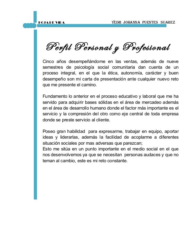 Hoja de vida perfil yeimi