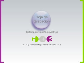 Sistema de Gestión de Activos inteligencia+integración+innovación Hoja de Grabación 