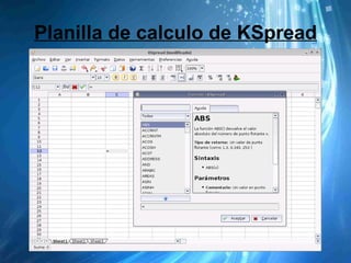 Planilla de calculo de KSpread 