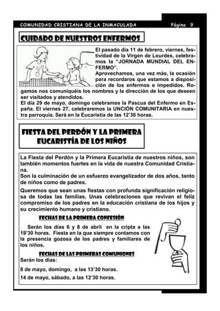 COMUNIDAD CRISTIANA DE LA INMACULADA                          Página   9


CUIDADO DE NUESTROS ENFERMOS
                  ...