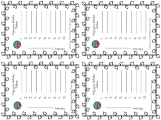 Hojaparadictados
Silabas
1.__________________
2.__________________
3.__________________
4.__________________
5.__________________
6.__________________
7.__________________
8.__________________
9.__________________
10.__________________
Hojaparadictados
Silabas
1.__________________
2.__________________
3.__________________
4.__________________
5.__________________
6.__________________
7.__________________
8.__________________
9.__________________
10.__________________
Hojaparadictados
Silabas
1.__________________
2.__________________
3.__________________
4.__________________
5.__________________
6.__________________
7.__________________
8.__________________
9.__________________
10.__________________
Hojaparadictados
Silabas
1.__________________
2.__________________
3.__________________
4.__________________
5.__________________
6.__________________
7.__________________
8.__________________
9.__________________
10.__________________
Nombre;_____________________Nombre;_____________________
Nombre;_____________________Nombre;_____________________
Diseñadopor:DocenteMauricioVargasVargas
Diseñadopor:DocenteMauricioVargasVargas
Diseñadopor:DocenteMauricioVargasVargas
Diseñadopor:DocenteMauricioVargasVargas
 