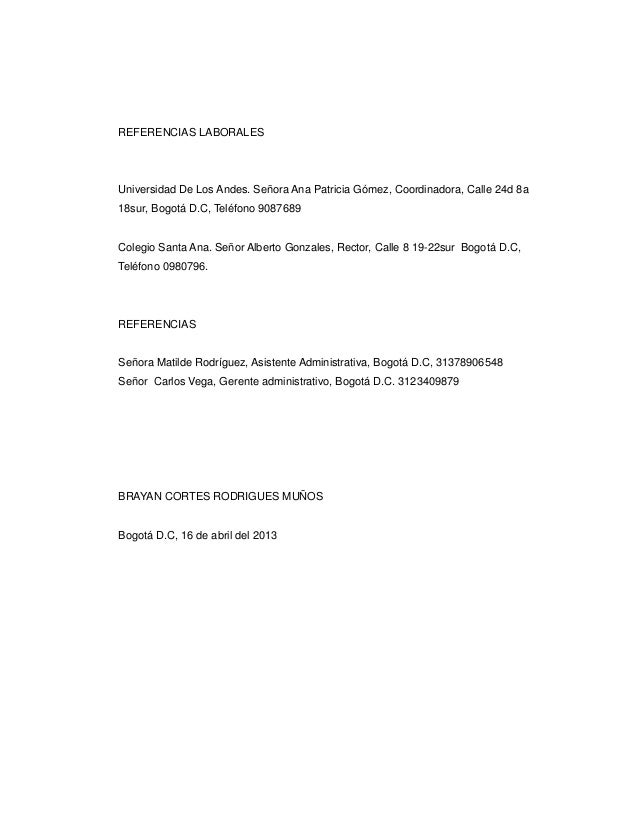 carta de referencias laborales