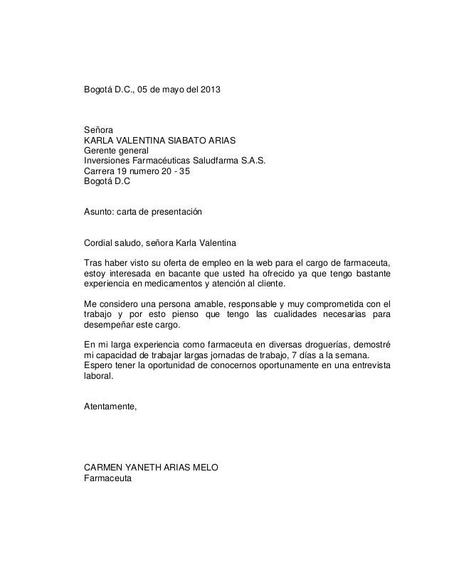 carta de presentacion laboral