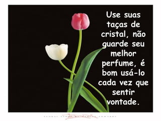 Use suas
  taças de
 cristal, não
 guarde seu
    melhor
 perfume, é
 bom usá-lo
cada vez que
    sentir
  vontade.
 