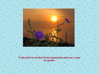 O dia está na minha frente esperando para ser o que eu quiser. 