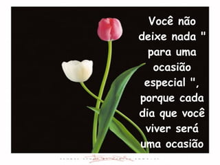 Você não deixe nada " para uma ocasião especial ", porque cada dia que você viver será uma ocasião especial. 