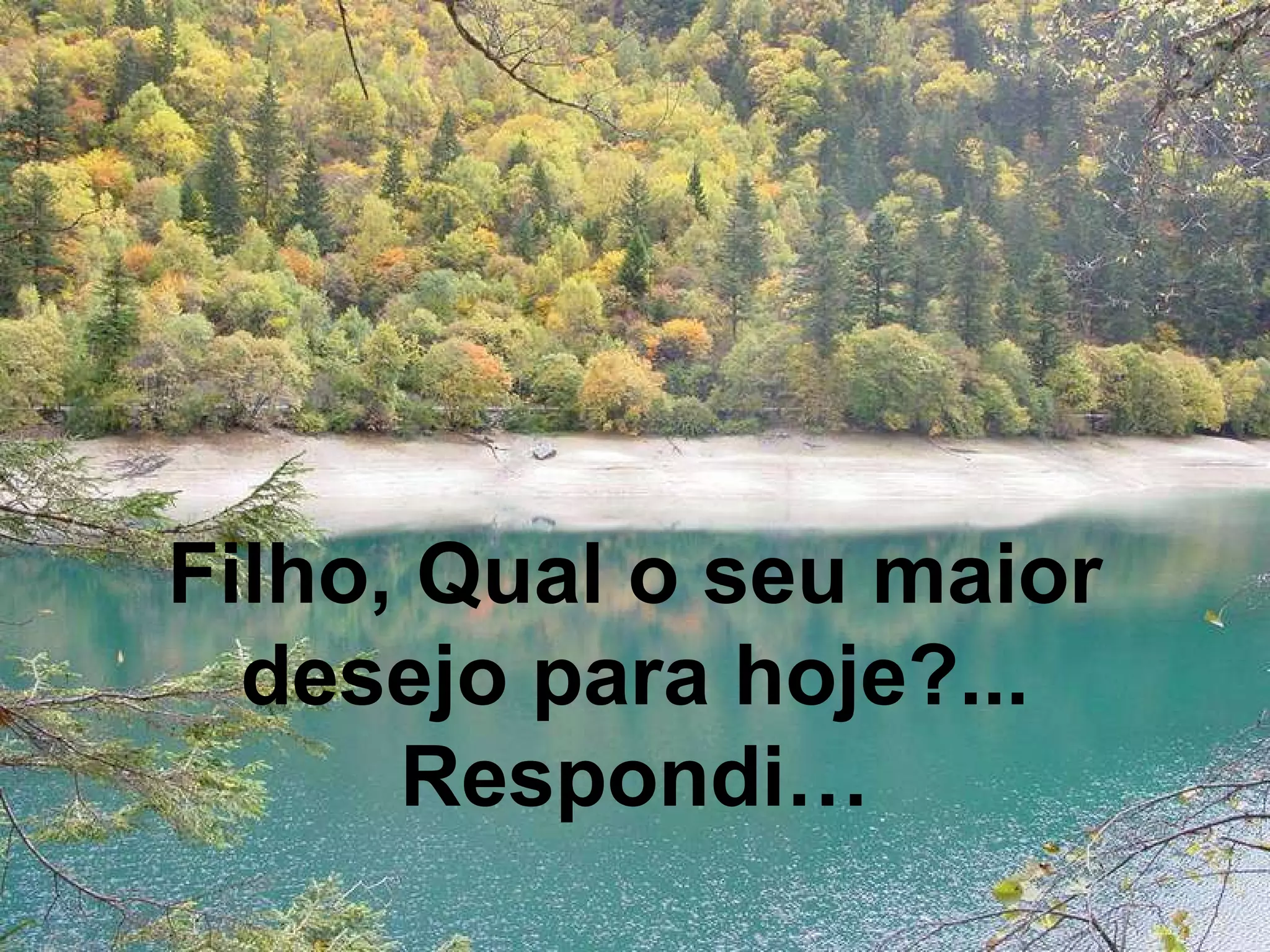 Filho, Qual o seu maior desejo para hoje?... Respondi…