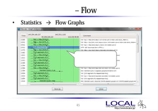 統計情報 – Flowグラフ
• 「Statistics」 → 「Flow Graphs 」




                          クリックするとメインウィ
                          ンドウが該当する時間
                          帯へ移動する




                         45
 