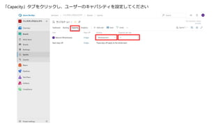 「Capacity」タブをクリックし、ユーザーのキャパシティを設定してください
 