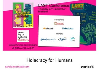 Holacracy for Humans
sandy@nomad8.com
 