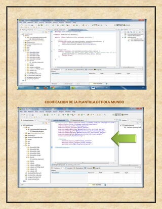 CODIFICACION DE LA PLANTILLA DE HOLA MUNDO