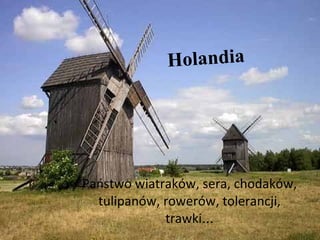Holandia Państwo wiatraków, sera, chodaków, tulipanów, rowerów, tolerancji, trawki ... 