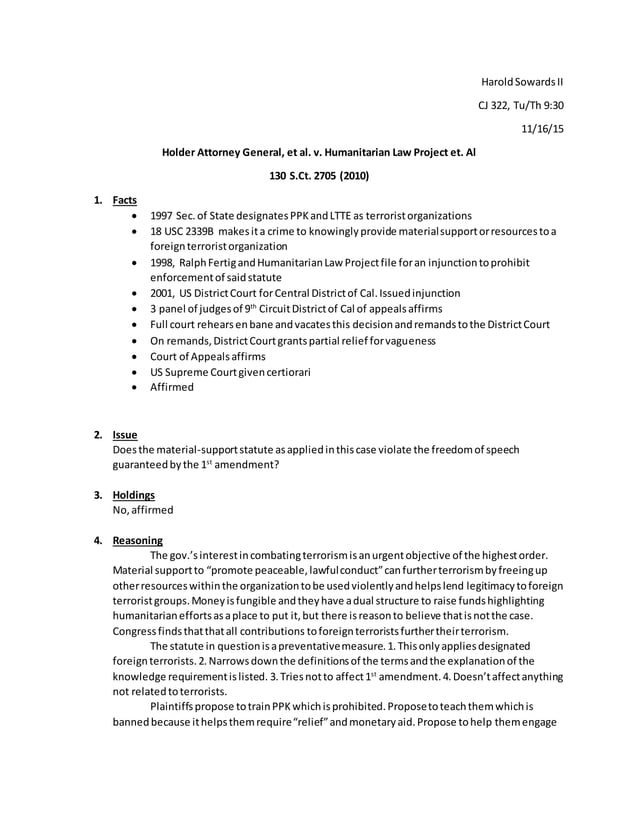Holder attorney general, et al. v. humanitarian law project et al. PDF