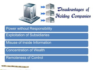 Power without Responsibility
Exploitation of Subsidiaries
Misuse of Inside Information
Concentration of Wealth
Remoteness of Control
 