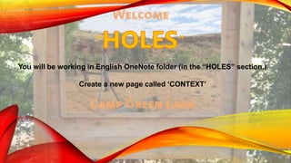 “ ”
You will be working in English OneNote folder (in the “HOLES” section.)
Create a new page called ‘CONTEXT’
 